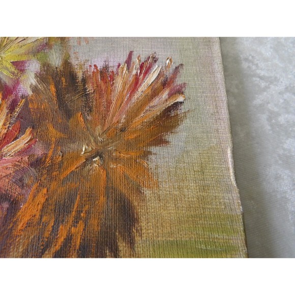 Original Vintage Oil On Canvas Planter w Flowers Painting by Artist Sandy Gordon - Picture 15 of 16